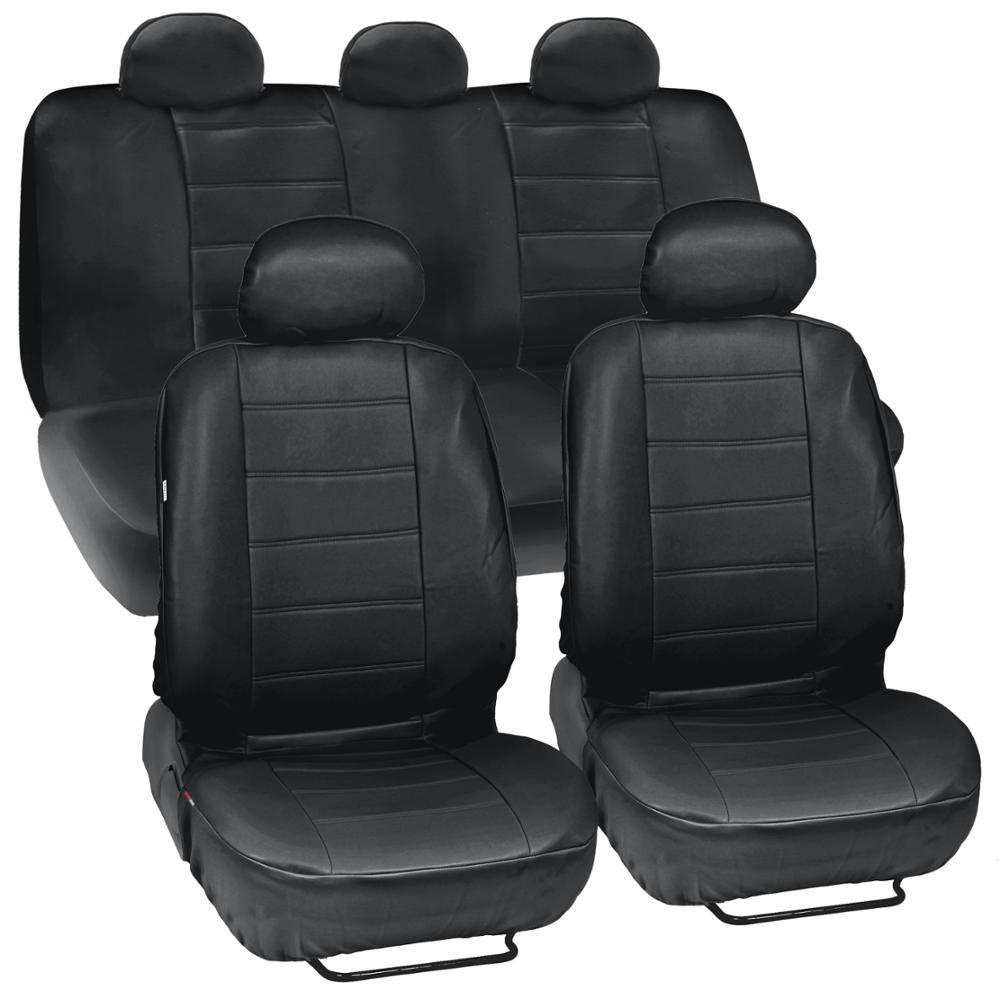 Black Synthetic Leather Full Set Car Seat Covers for Car With Accessories
