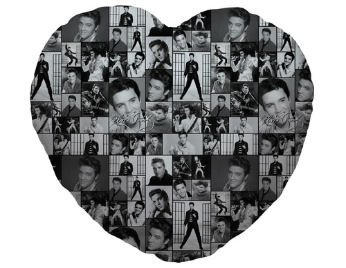 Black & White Elvis Presley Montage Design Heart Shaped Cushion Valentines Day - Picture 2 of 2