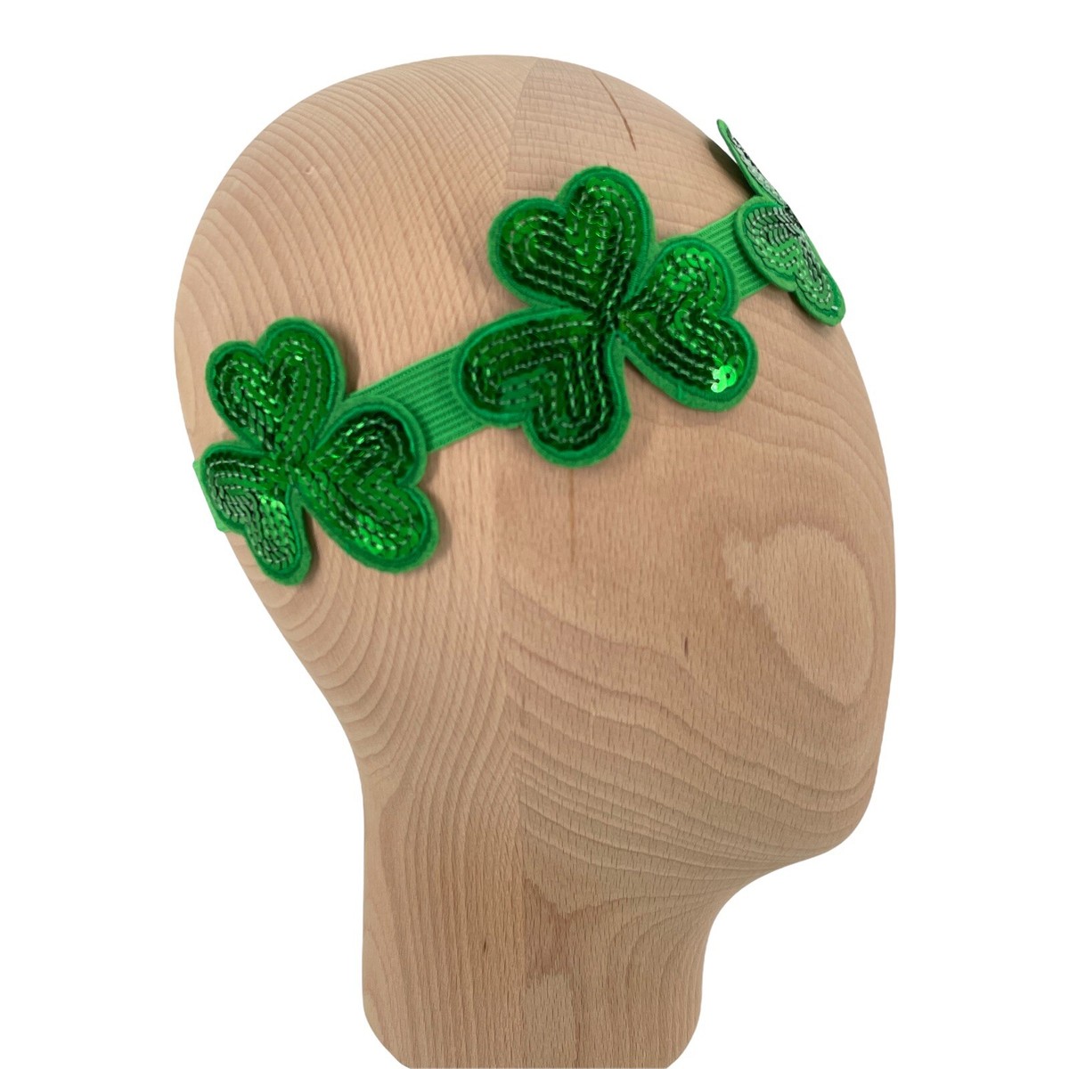 7626 2 Pack St Patrick\'s Day Shamrock Sequin Elastic Stretchy Headband St Patrick main image 2