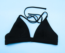 Victorias Secret Small Black Triangle Halter Plunge Bikini Top Beach Swimwear VS