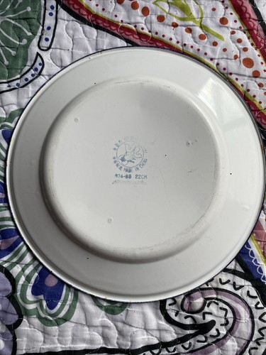 3 Piatti da Campeggio VINTAGE 8,5” Cinese Bianco Blu Cobalto Koi Pesce Smaltati - Foto 16 di 24