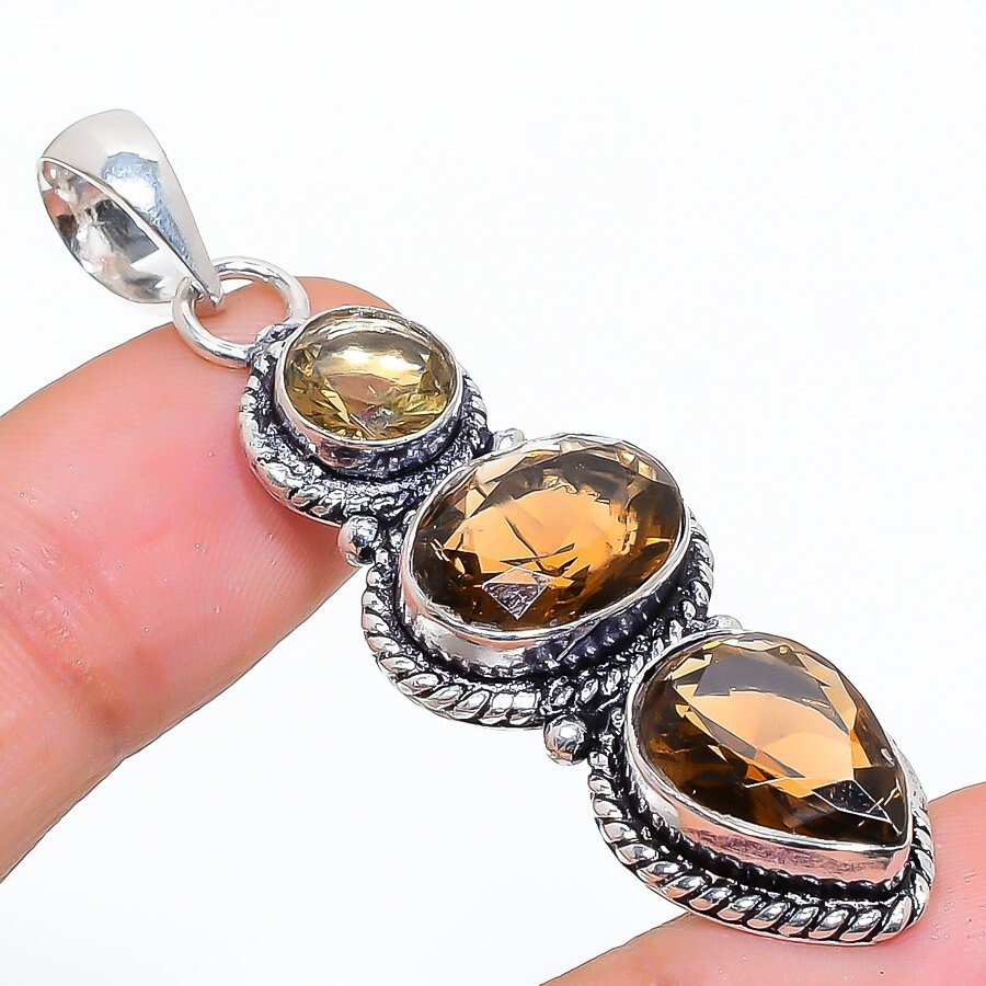 Smoky Quartz Pendant with Filigree Sterling Silver Smoky Quartz Pendant with Filigree Sterling Silver