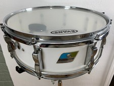 LUDWIG Vistalite Snare Drum White Opaque Acrylic 5x14 8-Lug 70s Vtg Blue Olive