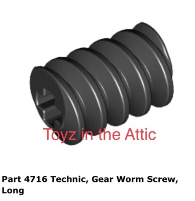 Lego 1x 4716 Black Technic, Gear Worm Screw, Long Technic