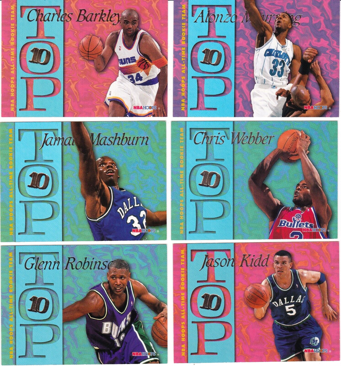 1995-96 NBA Hoops Top 10 All-Time Rookies Full 10 Card Set