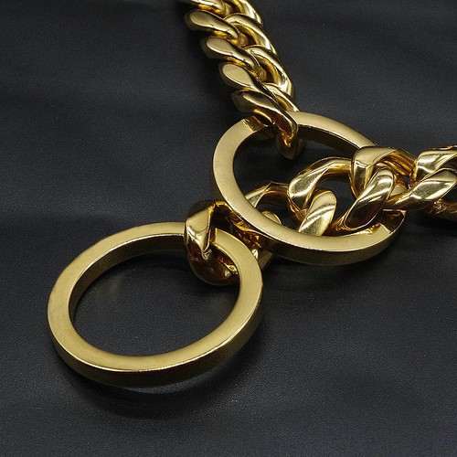 20mm Wide Gold Pinch Chain Elegant & Stylish Dog Collar Cuban Link Choke Design - Picture 6 of 90
