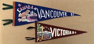ORIGINAL-FELT-PENNANTS-CANADA-VANCOUVER-BC-VICTORIA-40-s-50-s-SOUVENIR-LOT