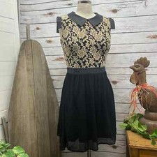 Alice Moon Embroidered Little Black Dress Sz Small Sleeveless Mini Cocktail