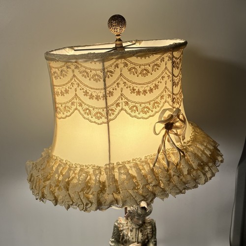Vintage viktorianische Dame Figurenlampe atemberaubender Spitzenlampenschirm - Bild 3 von 24