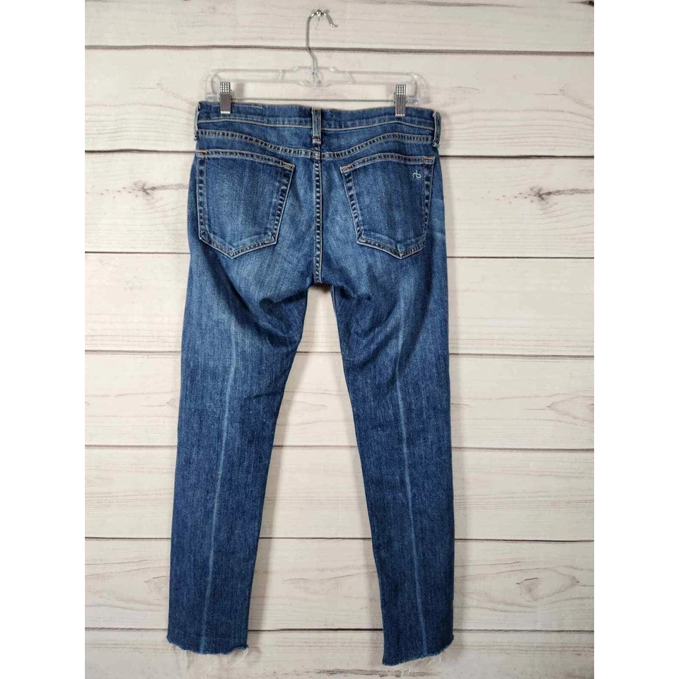 Rag & Bone Women's Blue Cotton Stretch Denim Mid Rise Ankle Skinny Jeans Size 27 - Image 2 of 4
