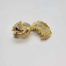 Vintage Rhinestone Gold Tone Squirrel Pin