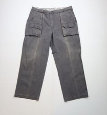 Vintage 90s Streetwear Mens 40x29 Distressed Baggy Wide Leg Cargo Pants Gray