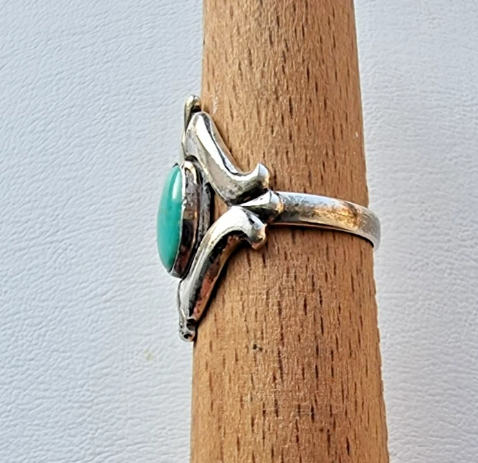 BELL TRADING CO VINTAGE 925 STERLING SILVER NATURAL TURQUOISE RING SIZE 6 - Image 3 of 4