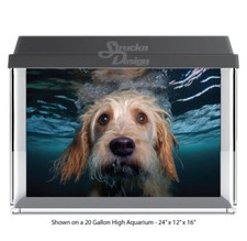 Beige White Dog Swimming Polyester Fish Tank Glass Backdrop Aquarium Background