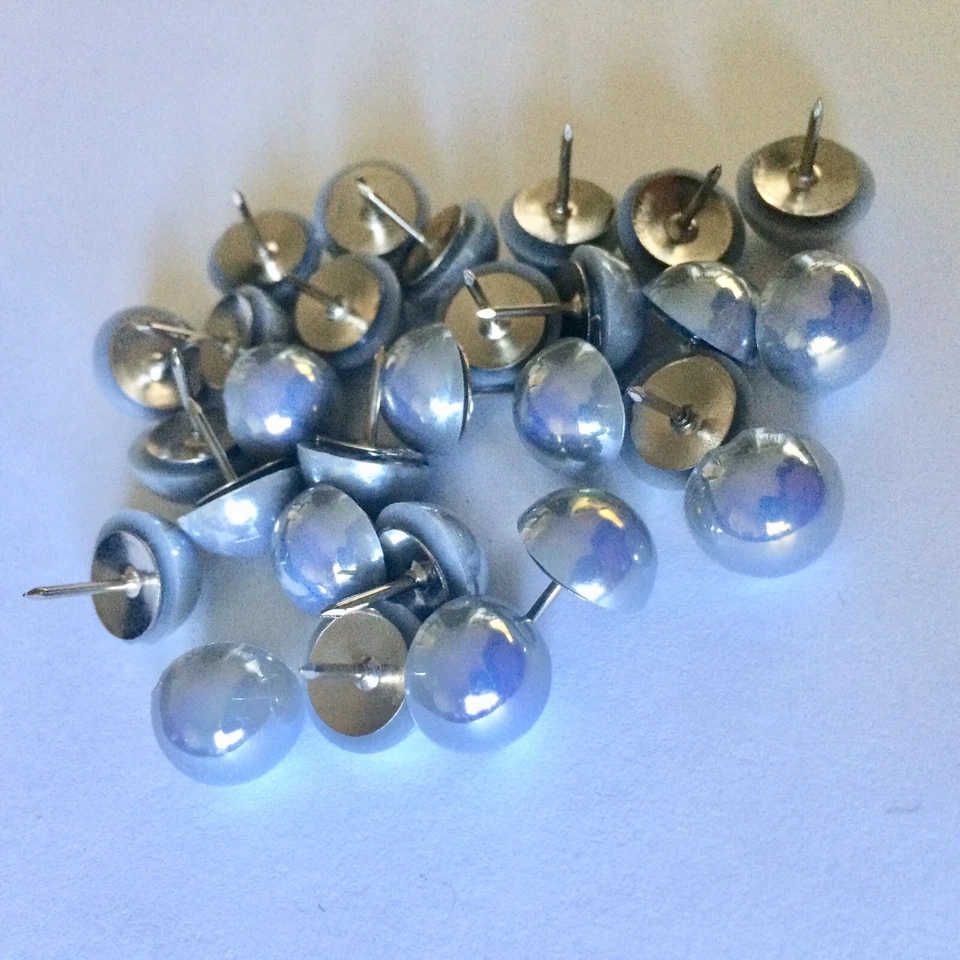 60 Pearlized Thumb Tacks Push Pin Office School Home Cork Board 12mm Gray/Silver - Image 2 of 4