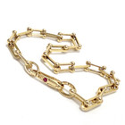 Roberto Coin 18k Yellow Gold Paperclip & Beaded-end Link Bracelet Ruby Clasp 8g