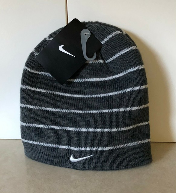 Nike Youth Boy's 8/20 Dark Grey Stripe Beanie Hat for sale online | eBay