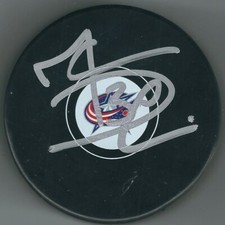 Autographed MARC DENIS Columbus Blue Jackets Hockey Puck - w / COA