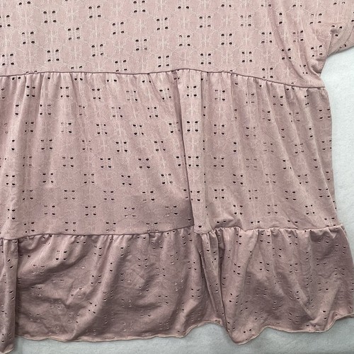 NEW - Womens Plus Size 22/24 Pink Boho Chic Eyelet Babydoll Boutique Top - Picture 11 of 16
