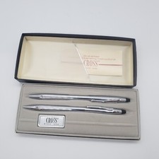 Vintage CROSS Chrome Ball Point Pen  Mechanical Pencil Set 3501