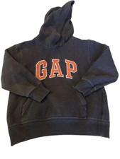 Gap Kids Boys Logo Hoodie Sweatshirt Pullover Gray Orange Logo Size S 6-7 
