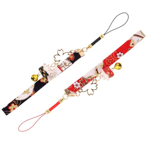 2Pcs Bell Fortune Cat Pattern Bell Phone Charms Cellphone Charm Cellphone Decor - 第 1/12 張圖片