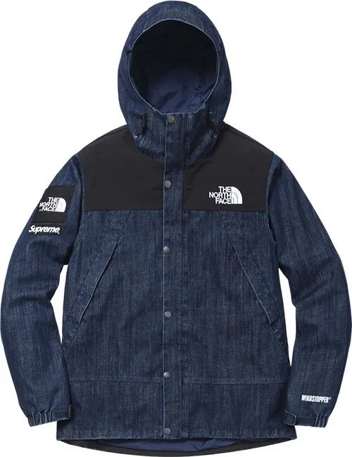 Veste Supreme x The North Face denim Dot Shot Indigo SS15 taille M authentique neuve
