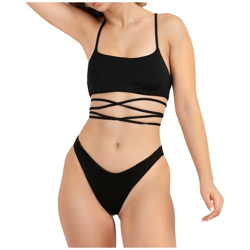 Tankinis Sexy Fashionable Separates Tie Up Bikini Set Breathable Tan Less Design - Picture 2 of 16