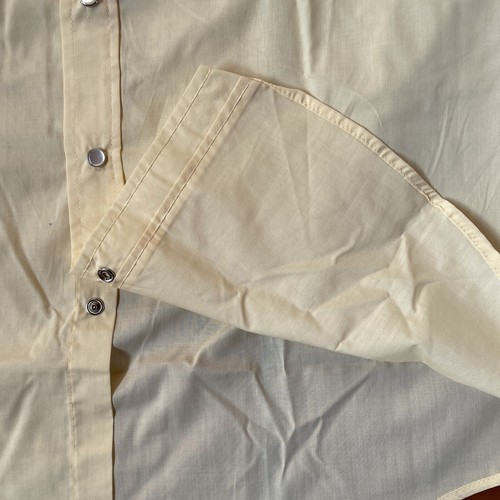 Vintage Haband Traveler Pale Yellow Button Up Safari Shirt Sz Large Pearl Snaps - Picture 14 of 22