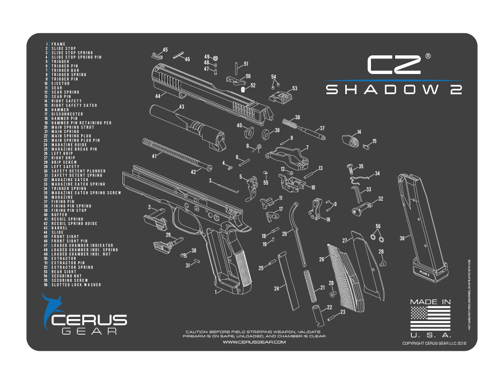 For CZ Shadow 2 Armorers Cleaning Mat Cerus Gear PREMIUM Made In