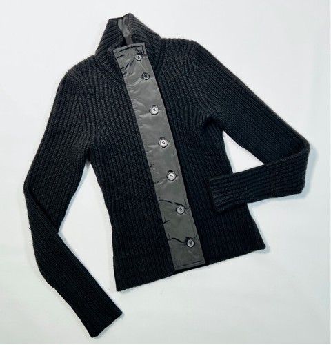 Michael Kors Womans Sweater Cashmere Yop Black Ribbed Sweater Cardigan Size XS - Picture 8 of 10