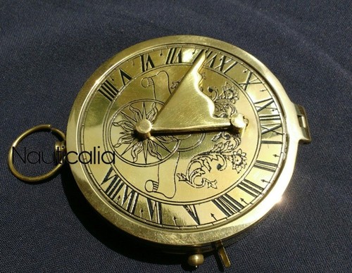 Brass Compass Sundial 3 inch Antique Vintage Style Gift Pocket Transit Compass - 第 1/3 張圖片