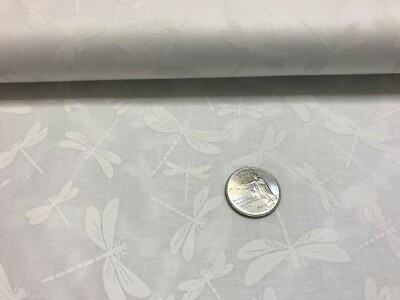 Fabric Timeless Treasures White Tonal Dragonfly - BHY