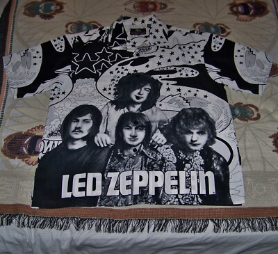 led zeppelin dress shirt Vintage LED ZEPPELIN Dragonfly Button Dress Shirt Sz 2XL JIMMY PAGE ROBERT  PLANT