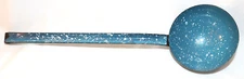 Vintage Enamelware Farmhouse Graniteware Speckled Blue Large Ladle Dipper Scoop