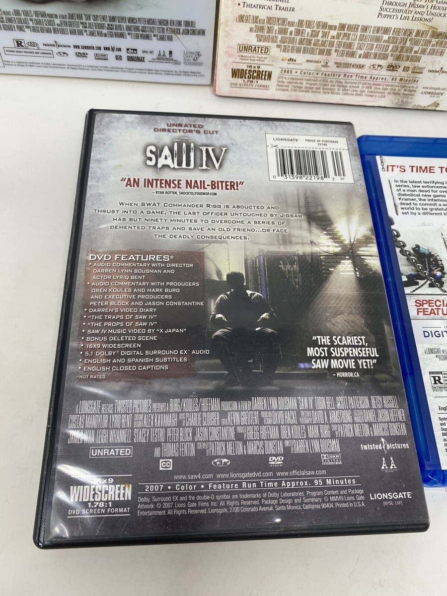 Saw Dvd/blu Ray Lot 1-4 & Jigsaw Some With Slipcoves . Very