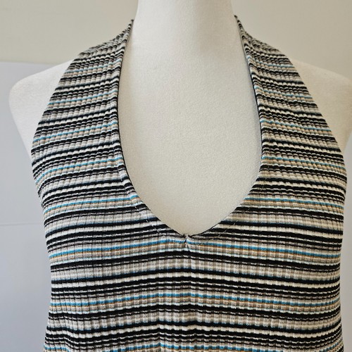 American Eagle Size L Multi-Colored Striped Soft Form Fitting Halter Tank Dress - Picture 7 of 24