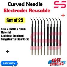 Electrodo de aguja curvada reutilizable Ellman punta de electrocauterización antiadherente tungsteno CE