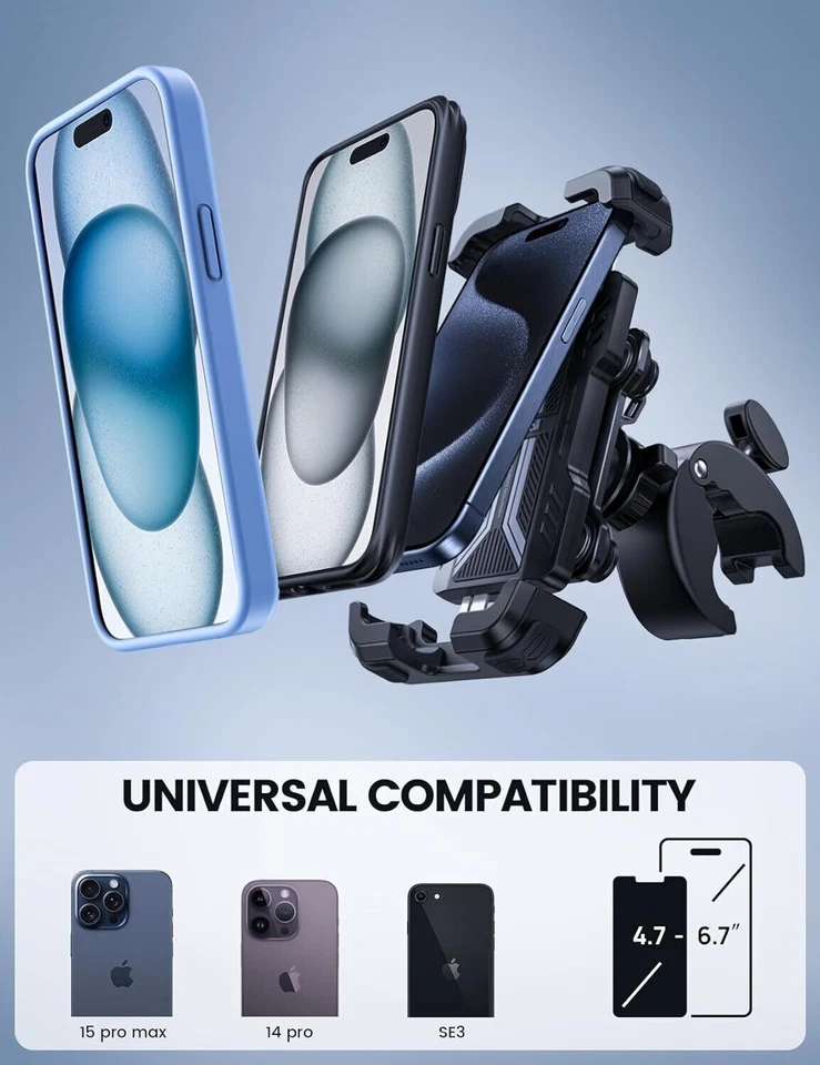 Soporte de montaje para teléfono de motocicleta Lamicall - [Doble amortiguador de vibración] [Mano de actualización Foto 2 de 4