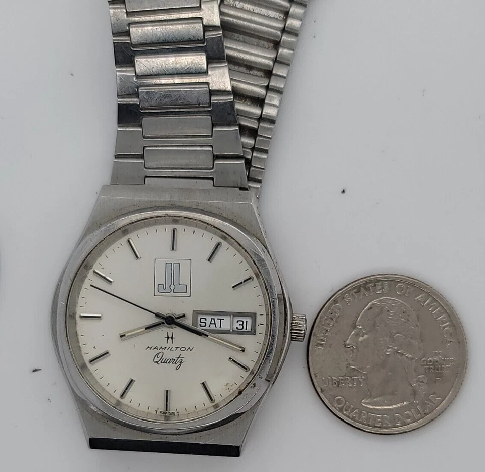 Reloj Pulsera Hombre Hamilton 6j Cuarzo Suizo "Acero JL" Para Piezas/Reparación Foto 4 de 4