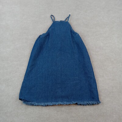 J.O.A Dress Womens Medium Blue Denim Mini Dress Sleeveless Lace Up Frayed  Halter | eBay