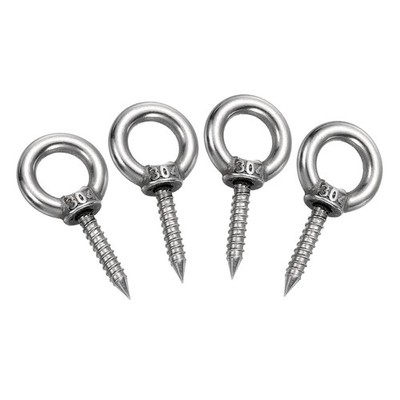 4Pcs M4x20mm Eye Hooks 1.6x0.7x0.7'' 304 Stainless Steel Eye Bolts
