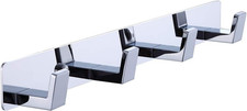 4 Bathroom Towel Hooks, Chrome Wall Mount Screw Fixed Door or Robe Hook, Coat Ha