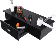 Barber Wall Mount Beauty Salon Cabinet Styling Station Table Locking Desk Drawer