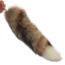 15-16In Authentic Swift Fox Tail Fur Clip on Handbag Accessories Key Chain Ring