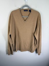 Grant Thomas Tan V Neck Long Sleeved Sweater Two Ply Cashmere XL