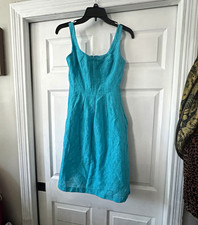 Nine West Women’s 4P Blue Sleeveless Fit & Flare Scoop Neck Knee Dress Zip