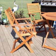 Meranti Wood Folding Patio Dining Armchair - Set of 2 by Sunnydaze