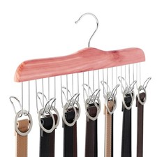 Red Cedar Wood Belt Hanger, Belt Organizer Rack with 12 Metal Hooks,Closet Or...