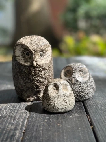 Set of 3 vintage Pigeon Forge Pottery Owls 